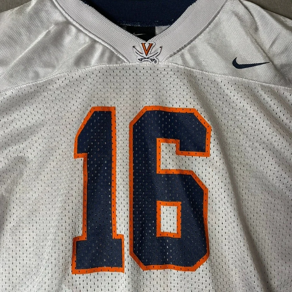 Virginia Nike Jersey Kids L White #16 NCAA Football EUC